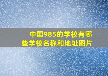 中国985的学校有哪些学校名称和地址图片