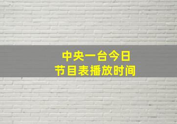 中央一台今日节目表播放时间