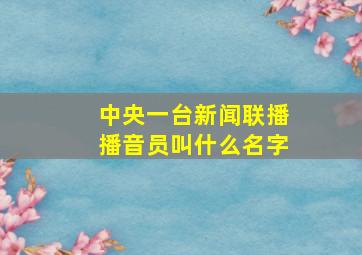 中央一台新闻联播播音员叫什么名字