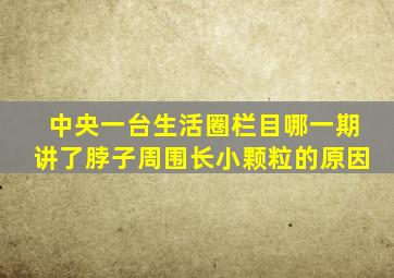 中央一台生活圈栏目哪一期讲了脖子周围长小颗粒的原因