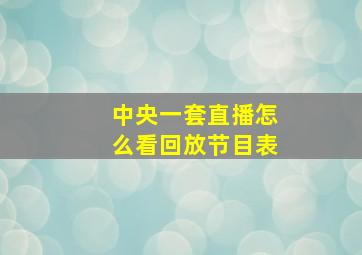 中央一套直播怎么看回放节目表