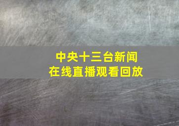 中央十三台新闻在线直播观看回放