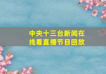 中央十三台新闻在线看直播节目回放