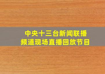 中央十三台新闻联播频道现场直播回放节目