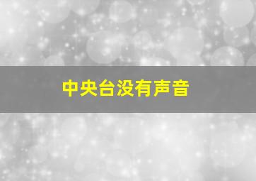 中央台没有声音