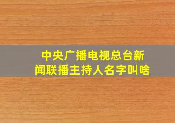 中央广播电视总台新闻联播主持人名字叫啥