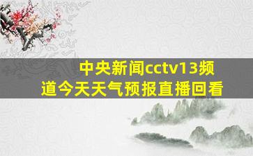 中央新闻cctv13频道今天天气预报直播回看