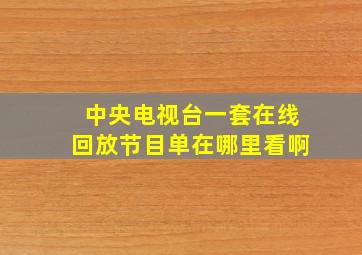 中央电视台一套在线回放节目单在哪里看啊