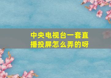 中央电视台一套直播投屏怎么弄的呀