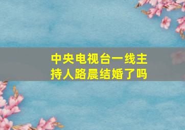 中央电视台一线主持人路晨结婚了吗