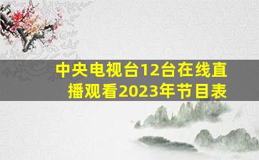 中央电视台12台在线直播观看2023年节目表