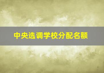 中央选调学校分配名额