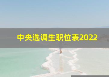 中央选调生职位表2022