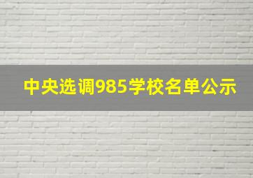 中央选调985学校名单公示