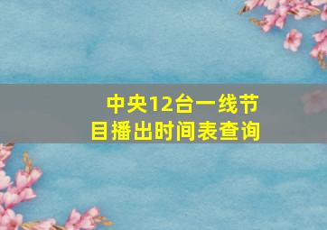 中央12台一线节目播出时间表查询