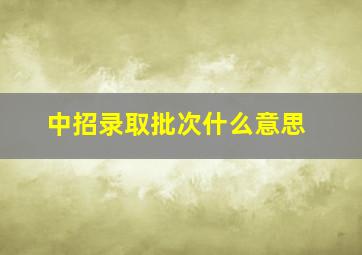 中招录取批次什么意思