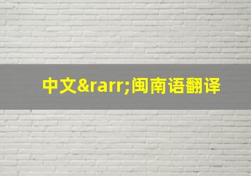 中文→闽南语翻译