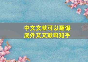 中文文献可以翻译成外文文献吗知乎