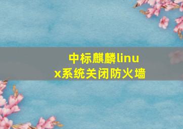 中标麒麟linux系统关闭防火墙