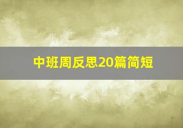 中班周反思20篇简短