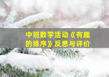 中班数学活动《有趣的排序》反思与评价