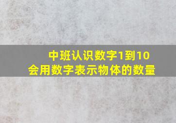 中班认识数字1到10会用数字表示物体的数量