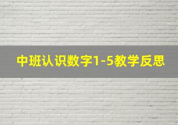 中班认识数字1-5教学反思