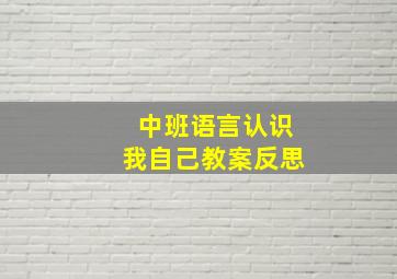 中班语言认识我自己教案反思