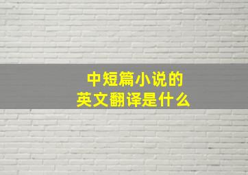 中短篇小说的英文翻译是什么