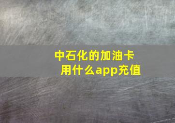 中石化的加油卡用什么app充值