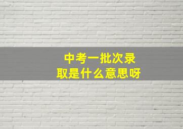 中考一批次录取是什么意思呀