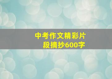 中考作文精彩片段摘抄600字