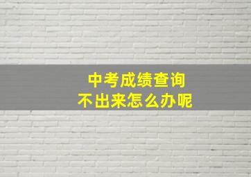 中考成绩查询不出来怎么办呢