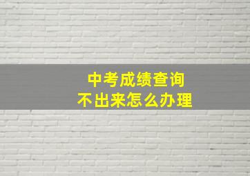 中考成绩查询不出来怎么办理