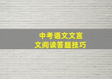 中考语文文言文阅读答题技巧