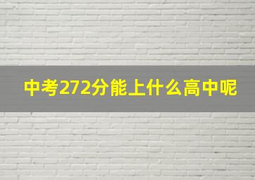 中考272分能上什么高中呢