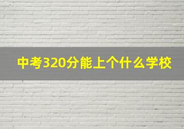 中考320分能上个什么学校