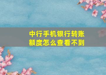 中行手机银行转账额度怎么查看不到