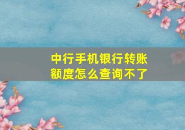 中行手机银行转账额度怎么查询不了