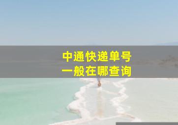 中通快递单号一般在哪查询