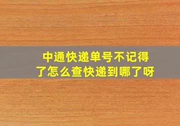 中通快递单号不记得了怎么查快递到哪了呀