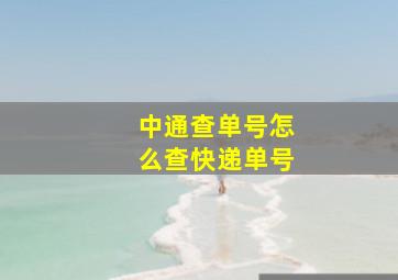 中通查单号怎么查快递单号