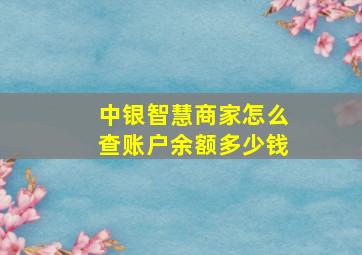 中银智慧商家怎么查账户余额多少钱