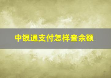 中银通支付怎样查余额