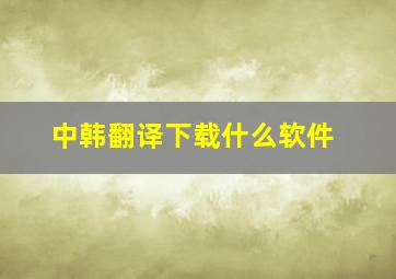 中韩翻译下载什么软件