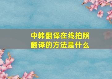 中韩翻译在线拍照翻译的方法是什么