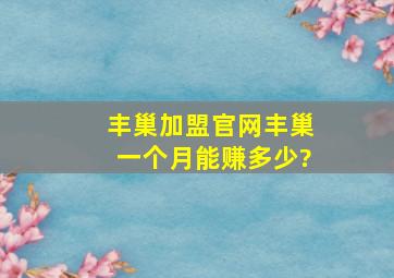 丰巢加盟官网丰巢一个月能赚多少?