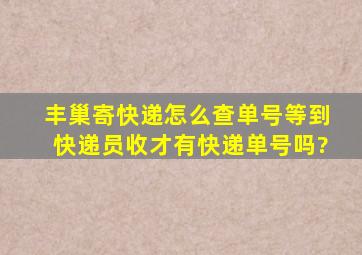 丰巢寄快递怎么查单号等到快递员收才有快递单号吗?