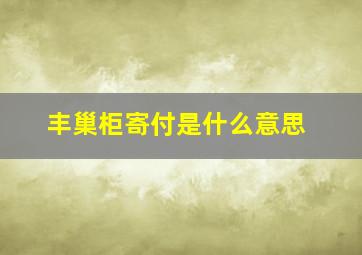 丰巢柜寄付是什么意思