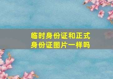 临时身份证和正式身份证图片一样吗